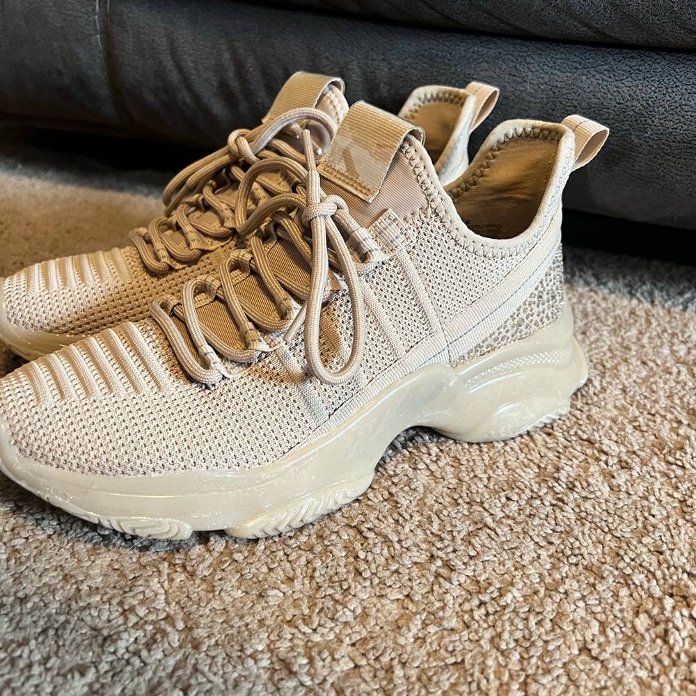 Beige Knit Casual Sneakers
